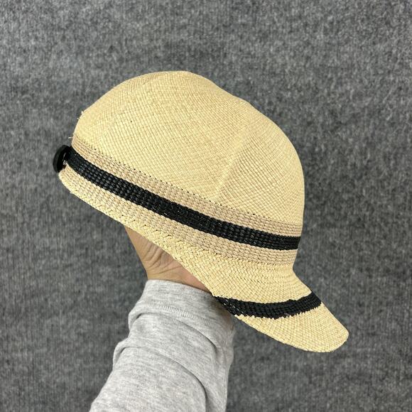 Rag & Bone Womens Medium Leather Trimmed Straw Baseball Hat Cap Summer Resort main image 8